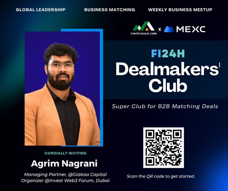 Agrim Nagrani — Fi24h DealMakers' Club invite card