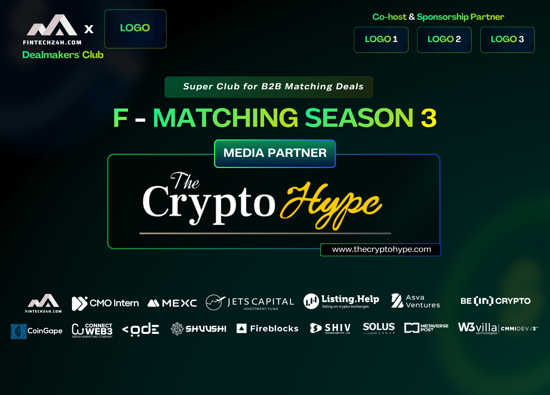 Fintech24h Welcomes TheCryptoHype as Official Media Partner for F-Matching Season 3